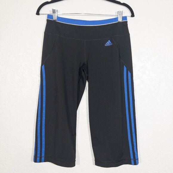 Adidas Black & Blue Three Stripe Climalite Athletic‎ Shorts Size Small - Picture 1 of 6